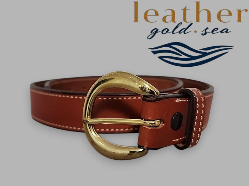 Handmade Dark Brown Leather Circle Belt