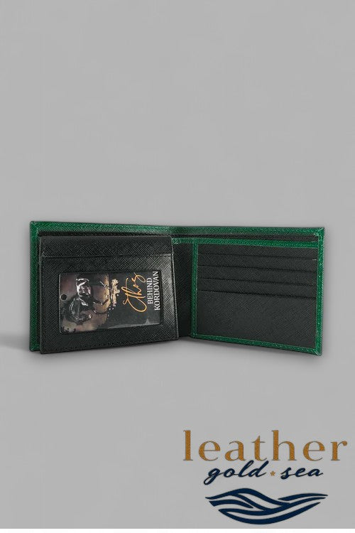 Mens Italian Leather Wallets – Green & Black