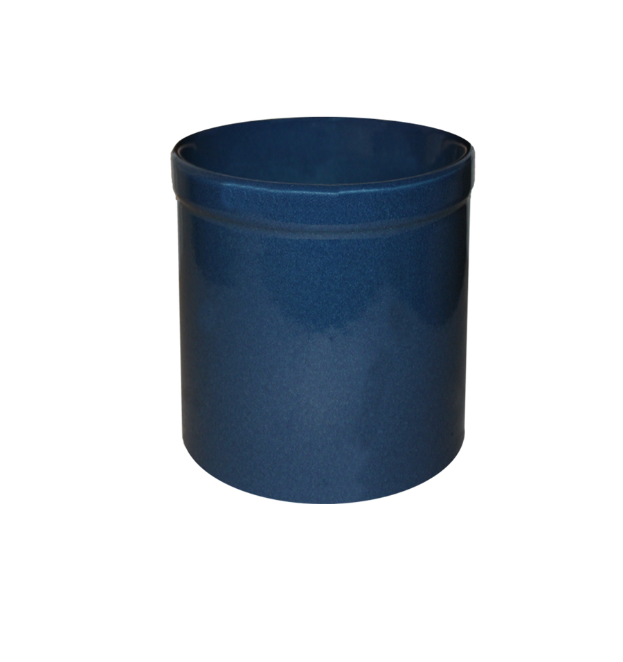 Midnight blue stoneware utility crock - 2 quart tall