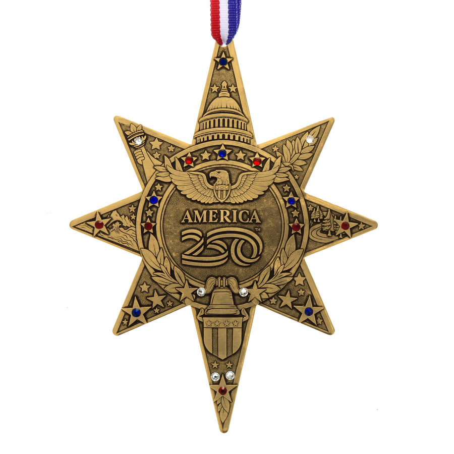 Product view of America250 Sea to Shining Sea Ornament (Bronze and Crystals)
