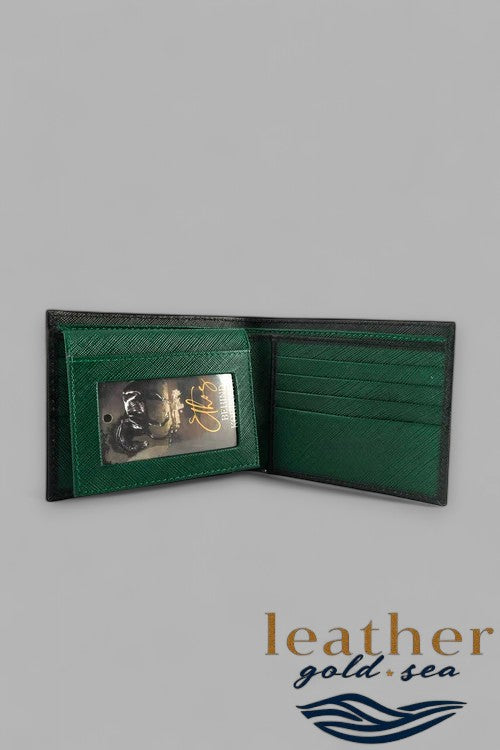 Italian Wallets for Men – Green & Black Leather