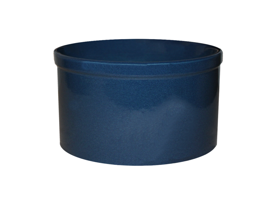 Midnight blue stoneware utility crock - 2 quart low profile