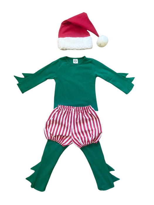 Christmas Elf Pajama Costume with Candy Cane bloomer by Band of the Wild