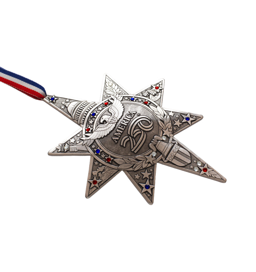 Product view of America250 Sea to Shining Sea Ornament (Aluminum and Crystals)