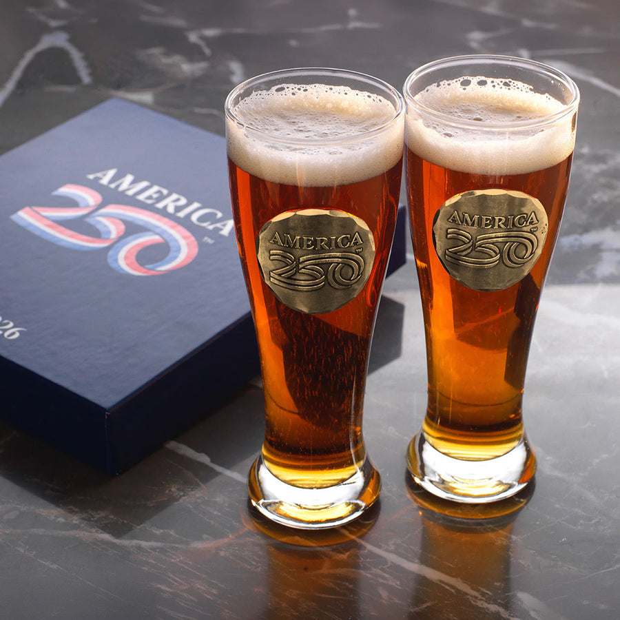 Styled display featuring America250 2-Piece Pilsner Gift Set
