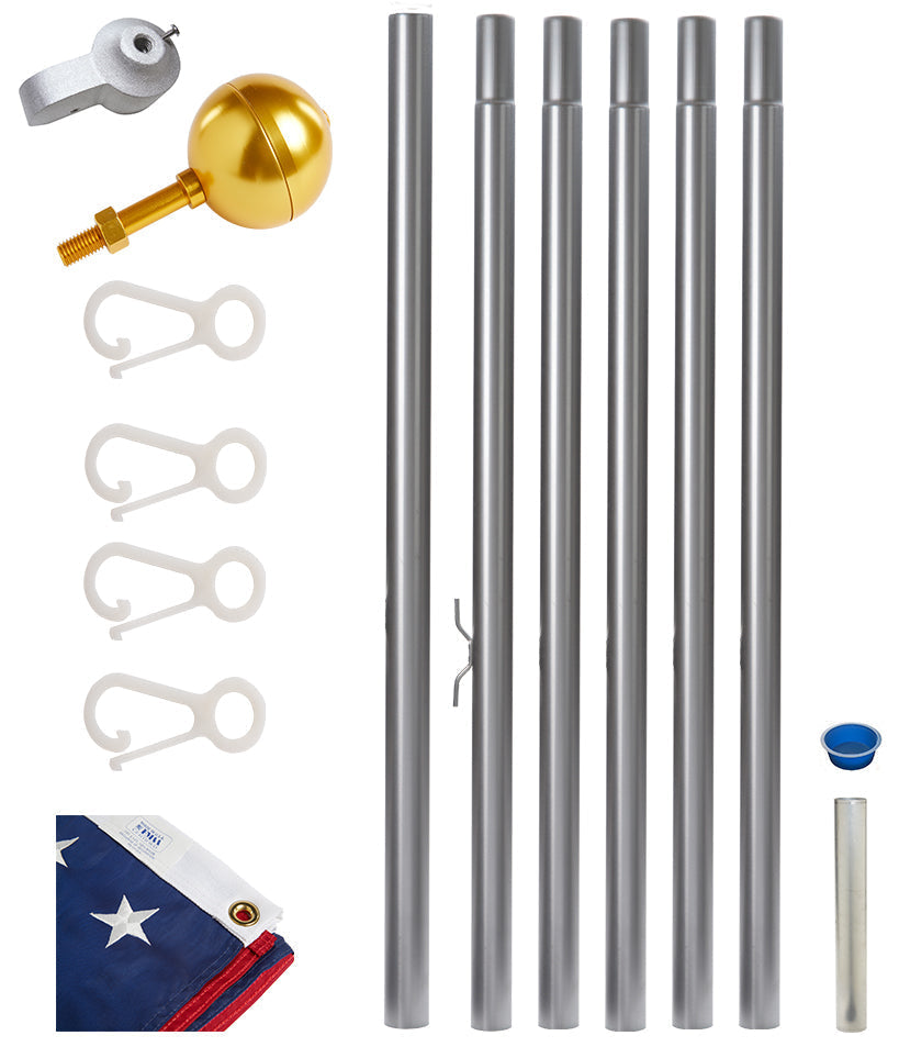 All American Series - 20’ Tapered Sectional Flagpole kit