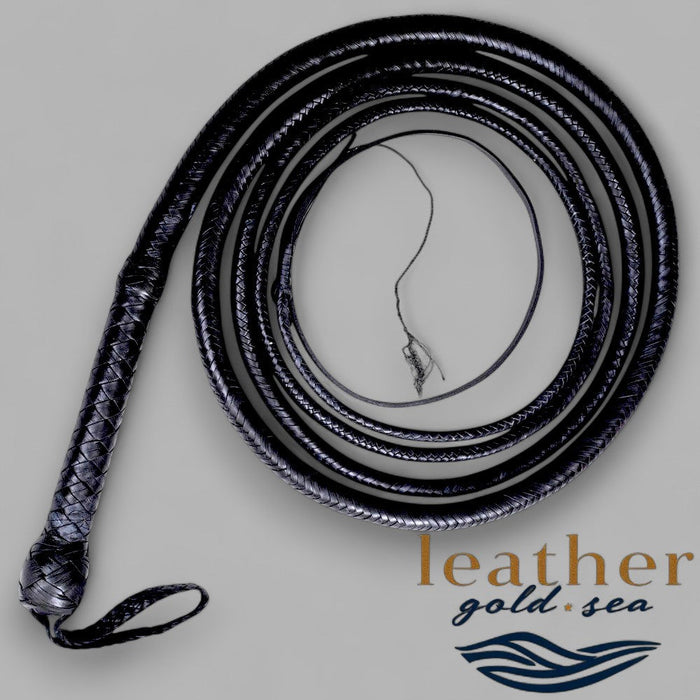 Black Leather Whip – Handmade 16 Plait Bullwhip