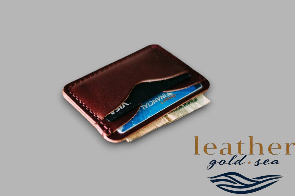 Leather Credit Card Wallet - Handmade Brown