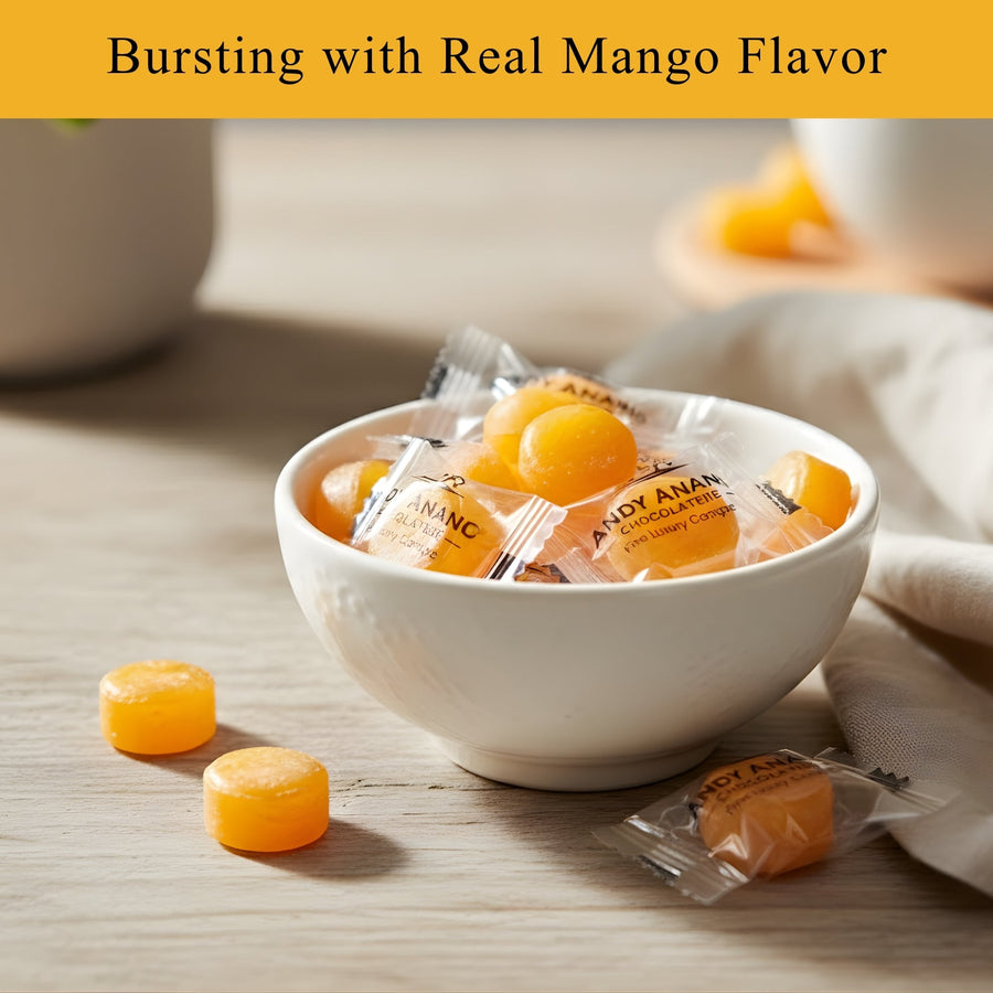 Andy Anand Sugar-Free Mango Hard Candy, 7 oz – European Imported, Stevia Sweetened, Keto & Diabetic-Friendly Gourmet Snack Gift Box