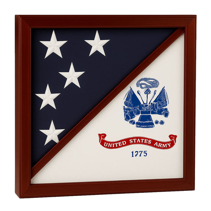 2 Flags Display Case - Army Flag and American Flag