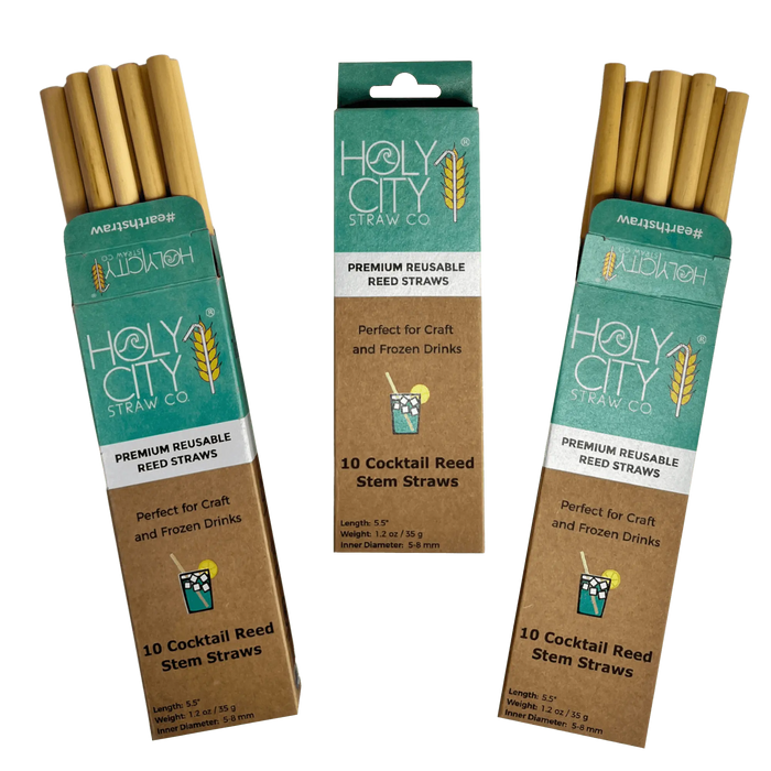 Cocktail Reusable Reed Straw Bundle 3 Pack Spread