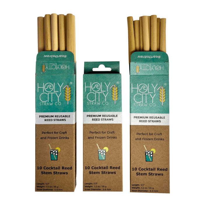 Cocktail Reusable Reed Straw Bundle 3 Pack Stack