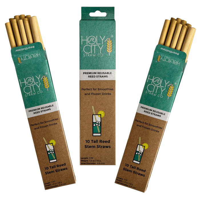 3 Pack Bundle of Holy City Straw Company Tall Reusable Reed Straw Spread