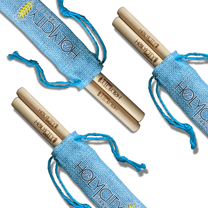 3 Pack Bundle of Two Straw Holy City Straw Company Branded Pouches with Angled