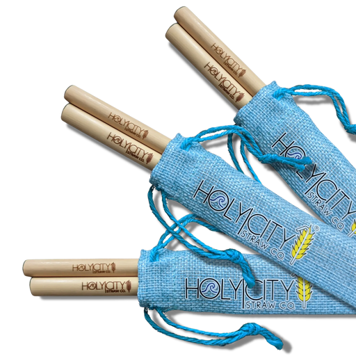 3 Pack Bundle of Two Straw Holy City Straw Company Branded Pouches with Angled