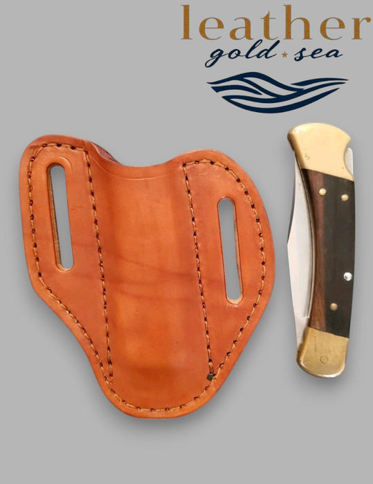 Knife Sheath Western – Orange Handmade Leather