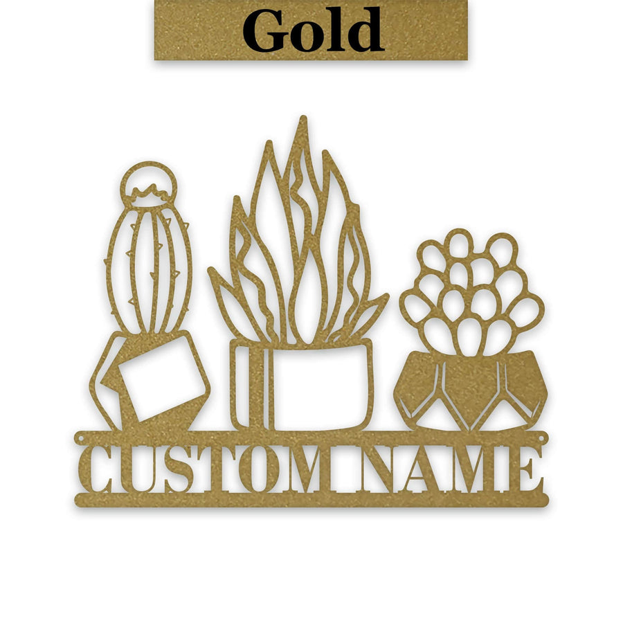 3 Little Succulents Personalized Metal sign