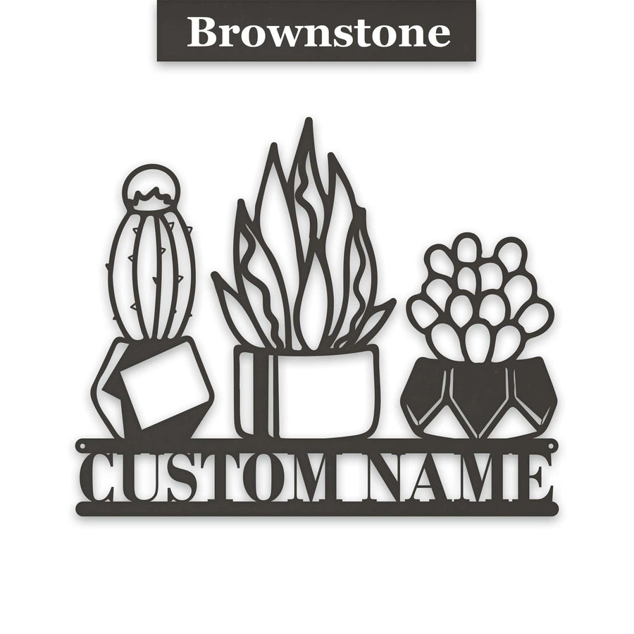 3 Little Succulents Personalized Metal sign