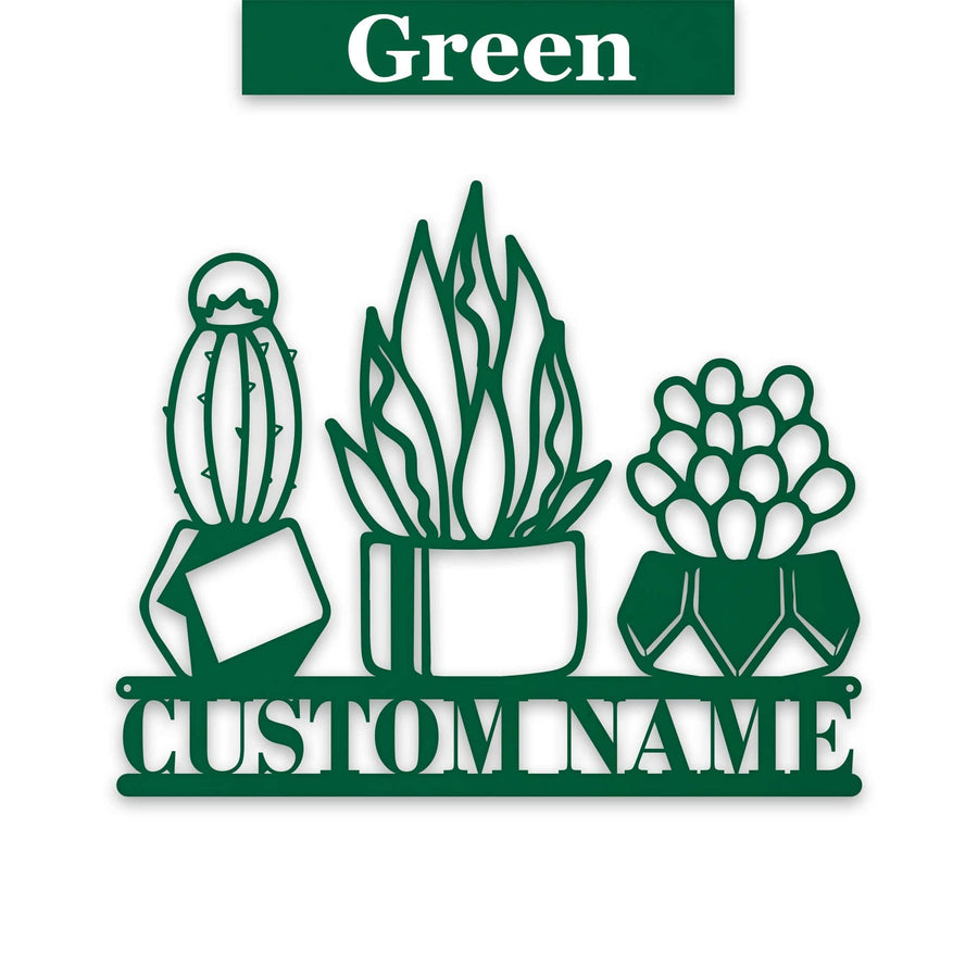 3 Little Succulents Personalized Metal sign