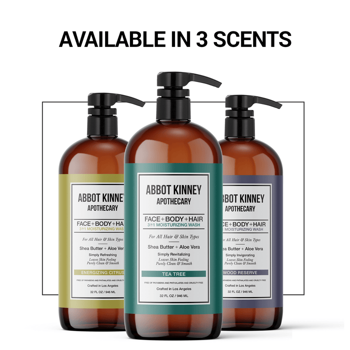 3 PACK - Men's 3-in-1 Moisturizing Shampoo, Conditioner, and Body Wash, Tea Tree 32oz by Abbot Kinney Apothecary Men's Grooming Los Angeles Brands 