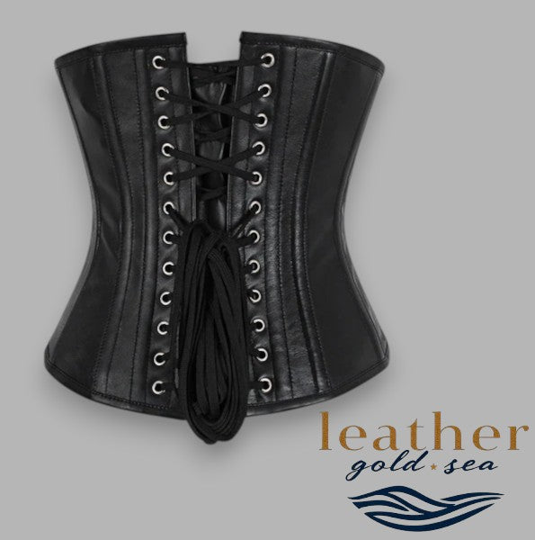 Leather Underbust Corset – Handcrafted & Steel Boned