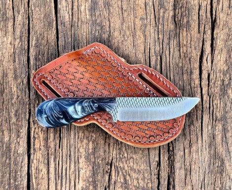Custom Belt Knife with Epoxy Resin Handle – 8" Rasp Steel