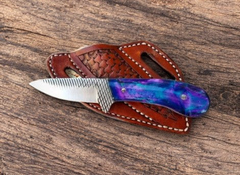 Handmade Belt Knife – Rasp Steel Blade & Resin Handle