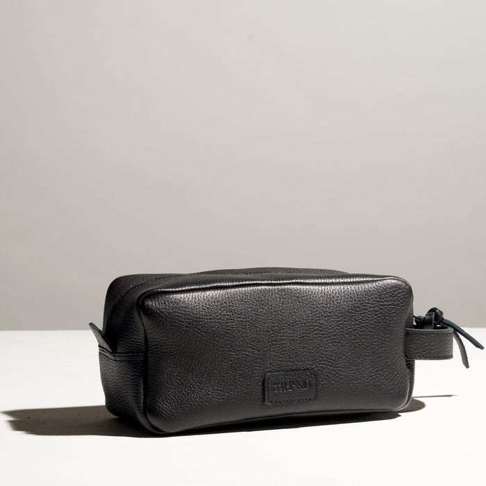 black leather dopp kit classy elegant artsy unique look made by hand in portland maine