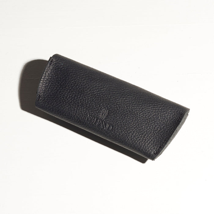 black leather glasses holder made by hand in portland maine