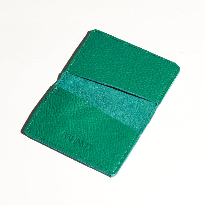 green turquoise wallet for cards made by hand in portland maine