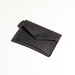 green black leather small card wallet that stretches to fit more cards classy elegant artsy unique look made by hand in portland maine