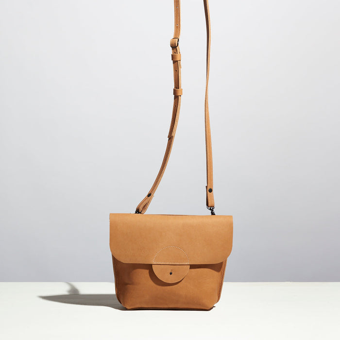 light tan leather crossbody bag purse made. by hand in portland maine