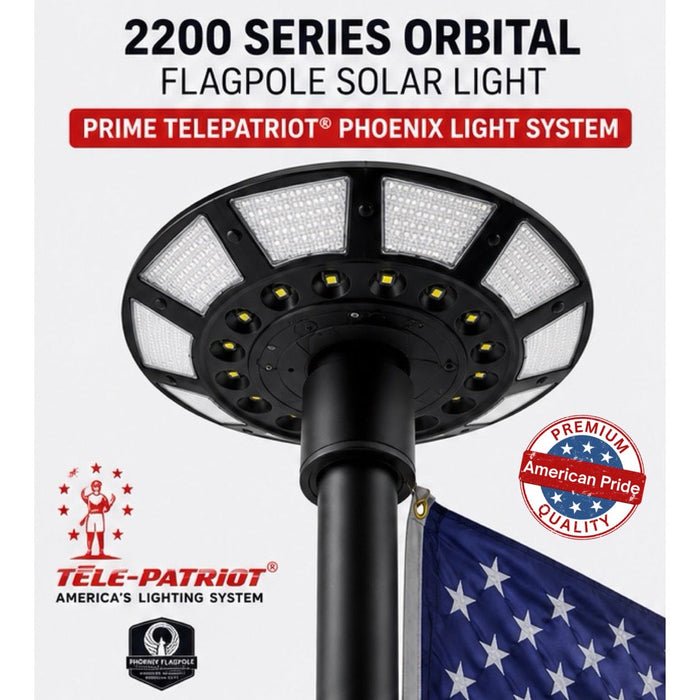 2200 Lumen Solar Flagpole Light | TelePatriot Phoenix LED System