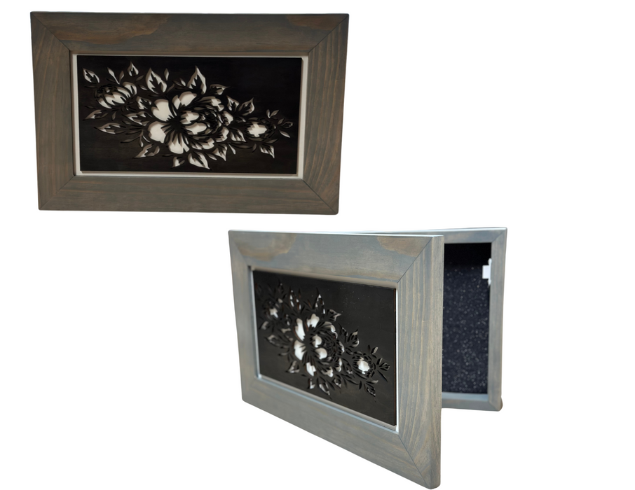 Peony (Gray) Gun Safe - Wall Mounted Decorative Secure Gun Cabinet
