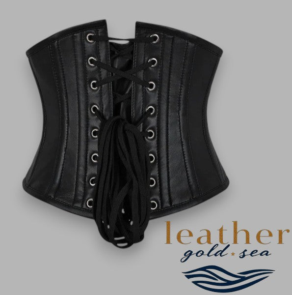 Leather Corsets – Black with Silver Studs, Handmade