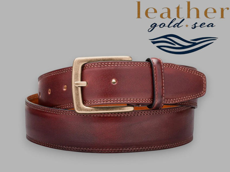 Handmade Dark Brown Leather Belt with Custom Buckles