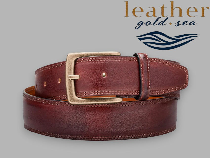 Handmade Dark Brown Leather Belt with Custom Buckles