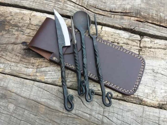 Hand forged antique medieval cutlery set