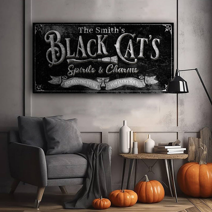 Black Cat S Spirits Charms Bar Halloween Sign Iii