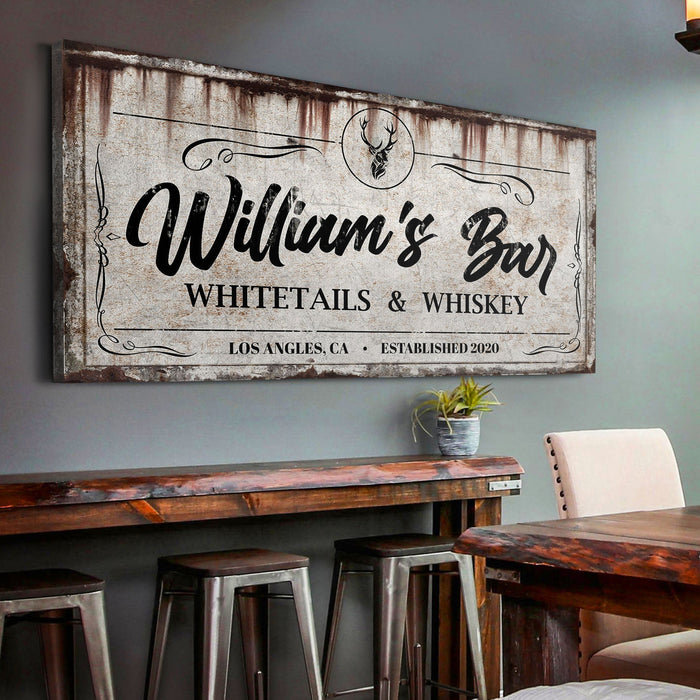 Pwhitetails And Whiskey Sign Perfect For Personalized Basement Bar Sign And Man Cave Wall Decor