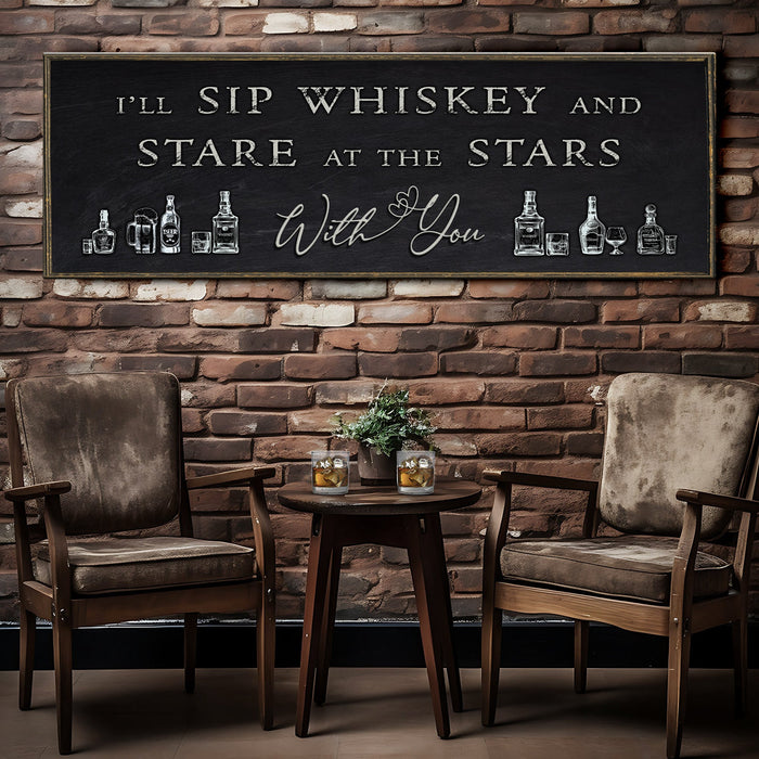 Sip Whiskey With You Bar Sign Ii