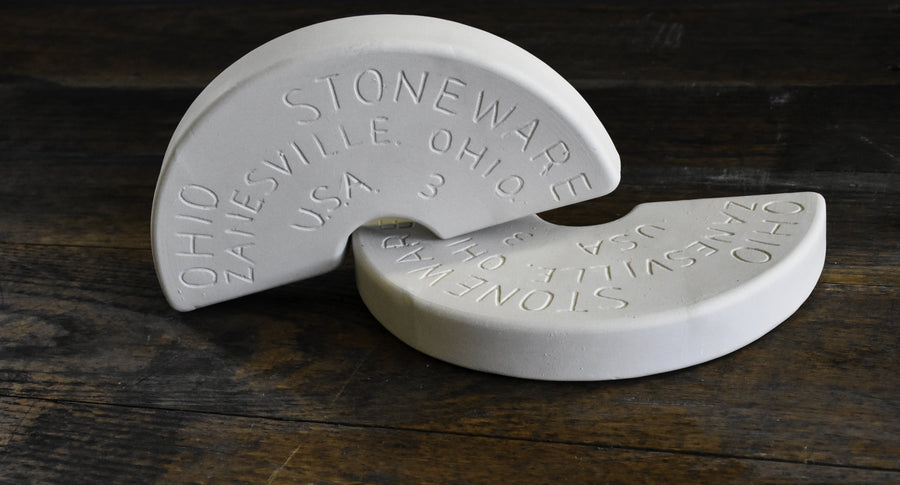3-Gallon Stoneware Crock Weight Set - two semicircular ceramic weights