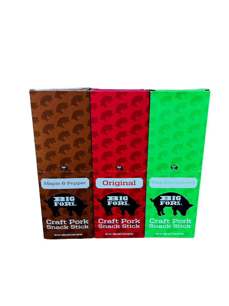 Craft Pork Snack Stick Collection (60 Sticks Total) by Big Fork Brands