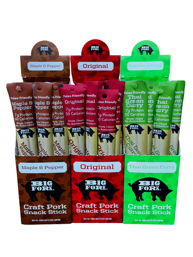 Craft Pork Snack Stick Collection (60 Sticks Total) by Big Fork Brands