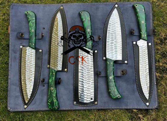 5pcs Custom made D2 Steel chef knives set