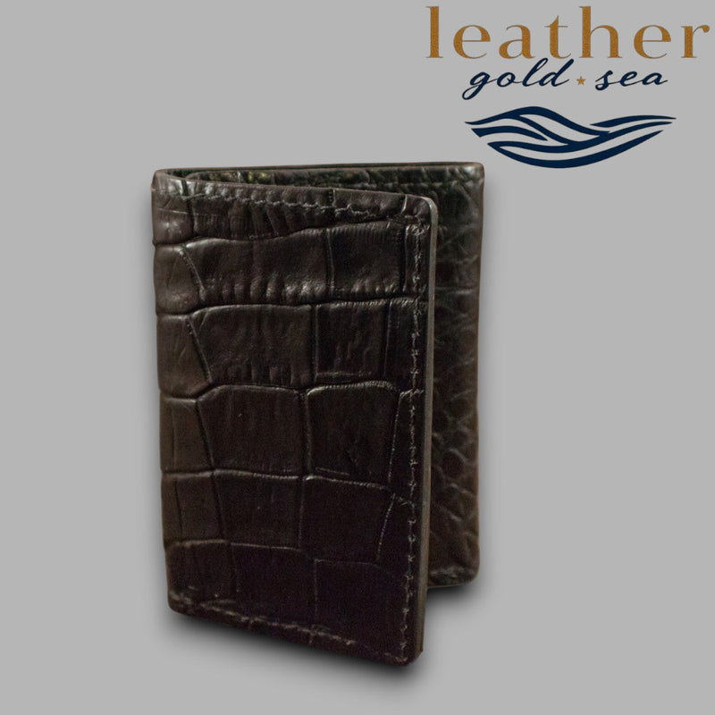Trifold Leather Wallet – Alligator Style | Brown Wallet For Men