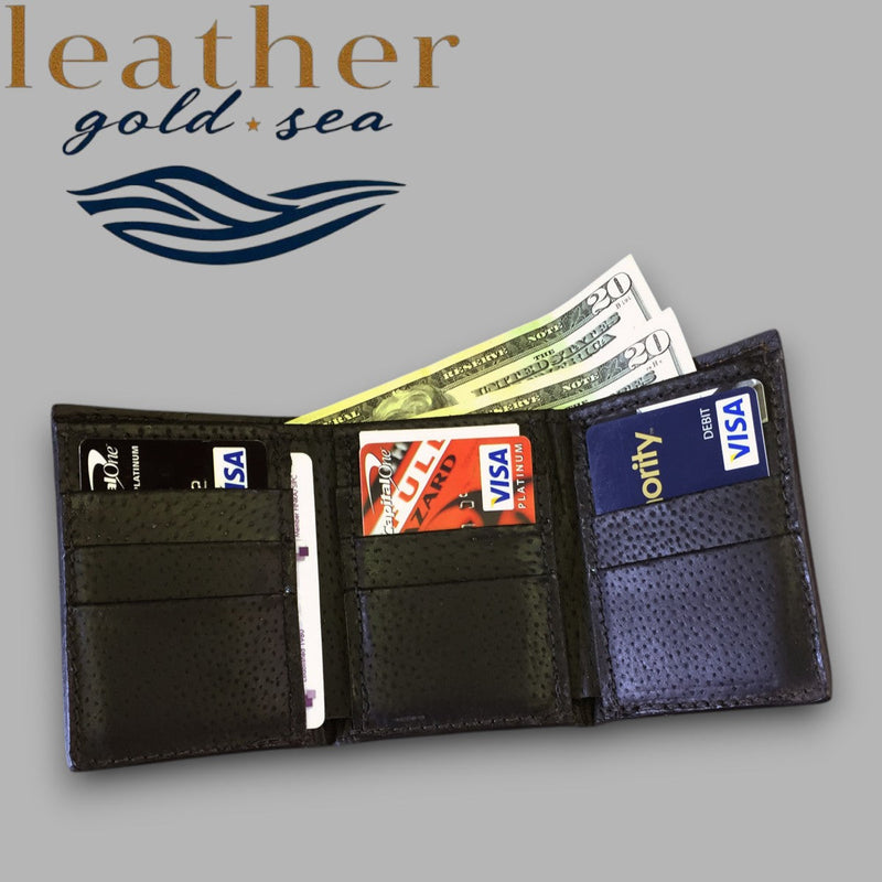 Trifold Leather Wallet – Alligator Style | Brown Wallet For Men