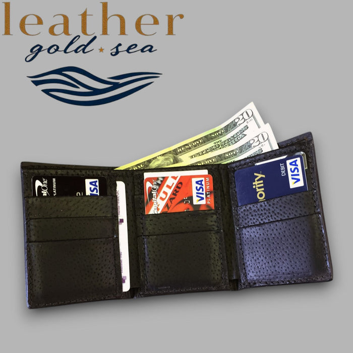 Trifold Leather Wallet – Alligator Style | Brown Wallets For Men