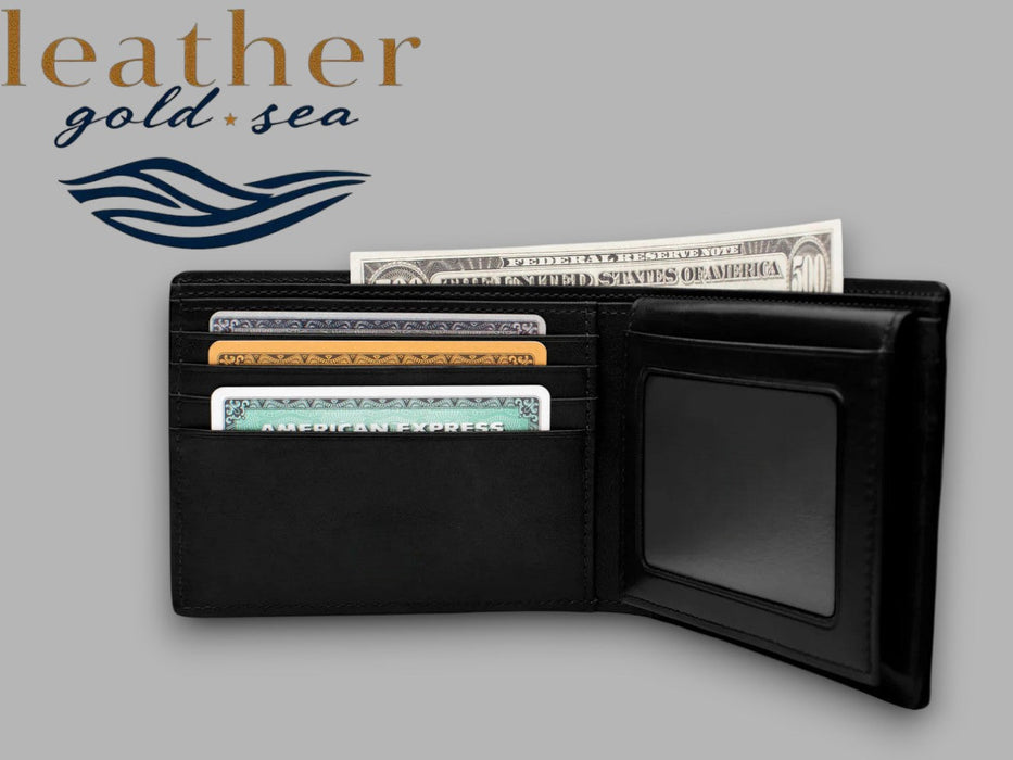 Handmade Black Leather Bifold Wallets for Men