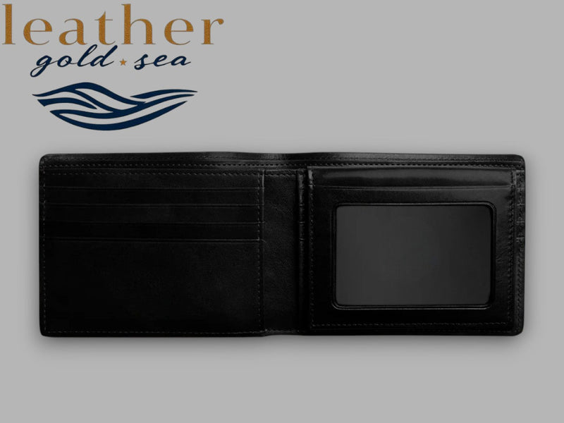 Handmade Black Leather Bifold Wallets for Men